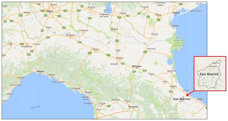 Location of the Republic of San Marino