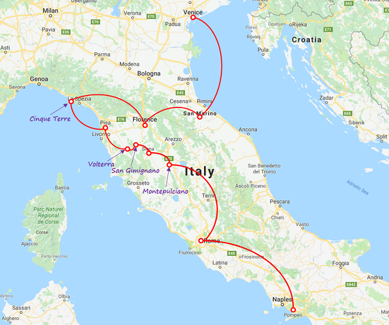Connecting Points of Interest in Italy